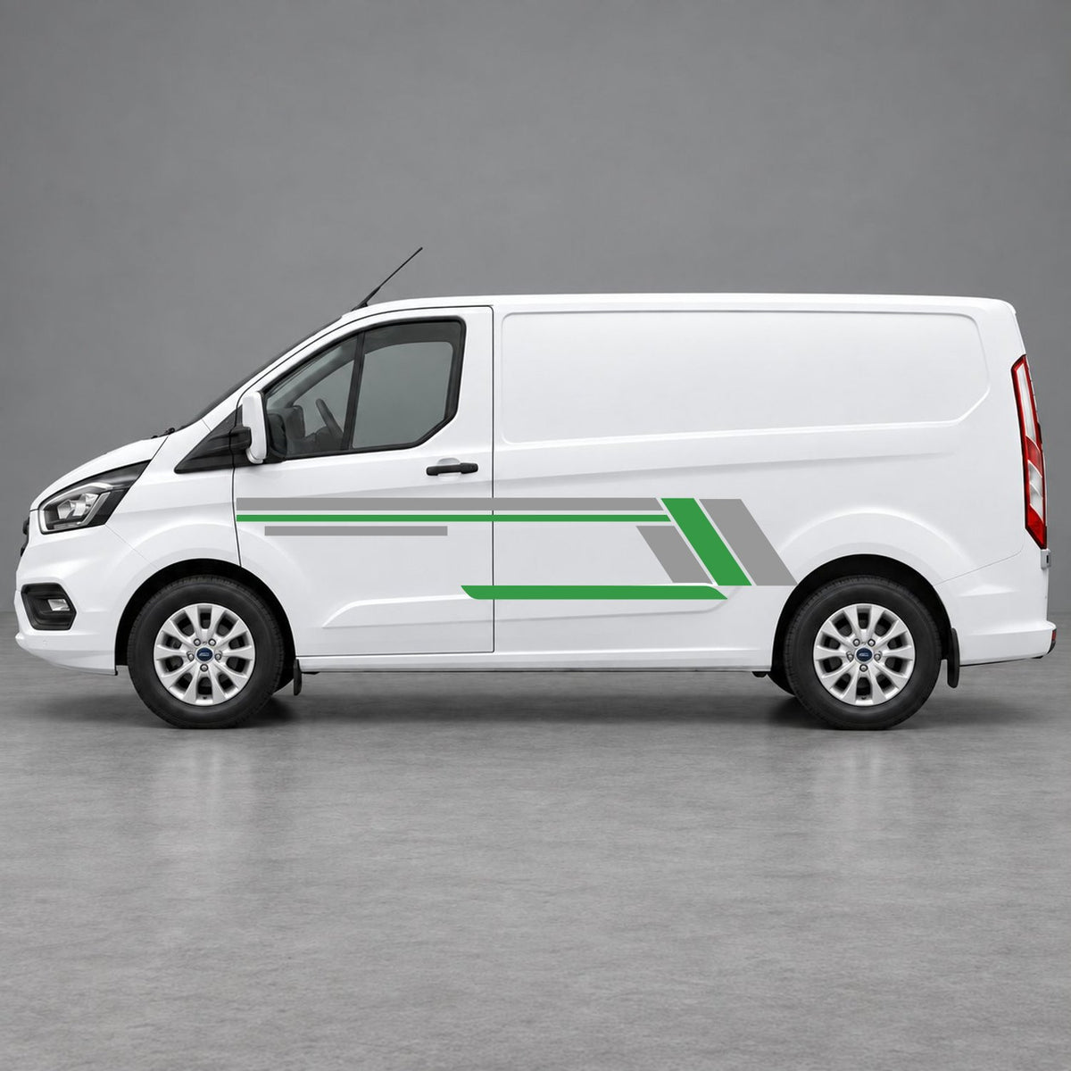 Ford Transit Custom Geometric Outline Side Stripes in Grey & Green