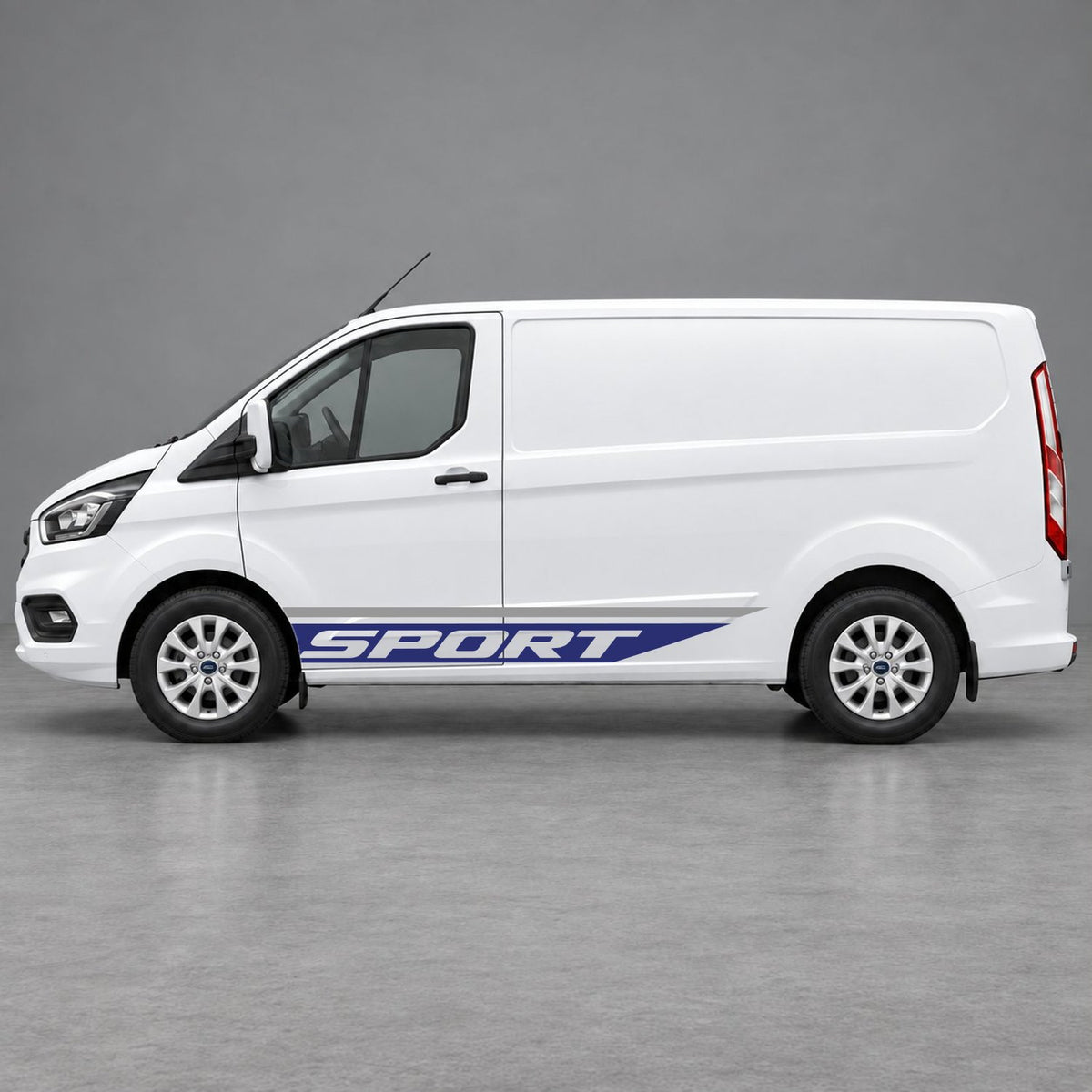 Ford Transit Custom Sport Swoosh Lower Side Stripes in Grey & Navy Blue
