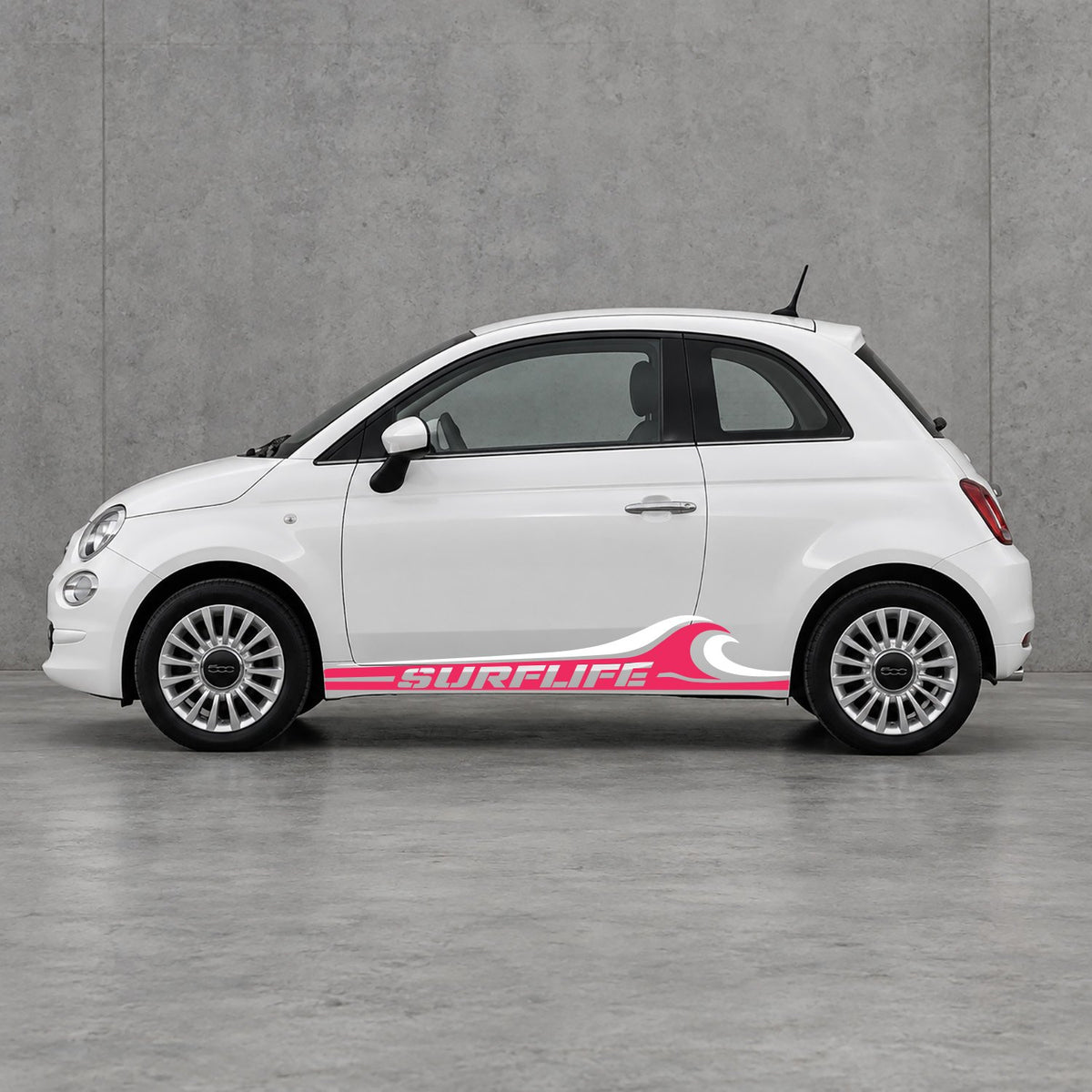 Fiat 500 Surf Life Side Stripes Kit - Pair Supplied in Pink & White