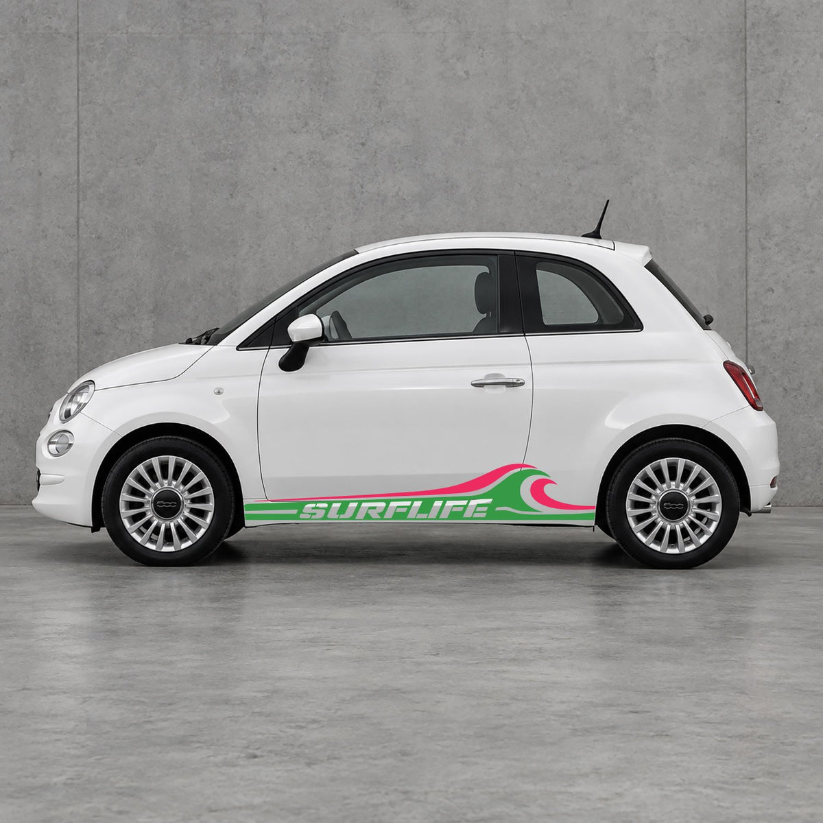 Fiat 500 Surf Life Side Stripes Kit - Pair Supplied in Green & Pink