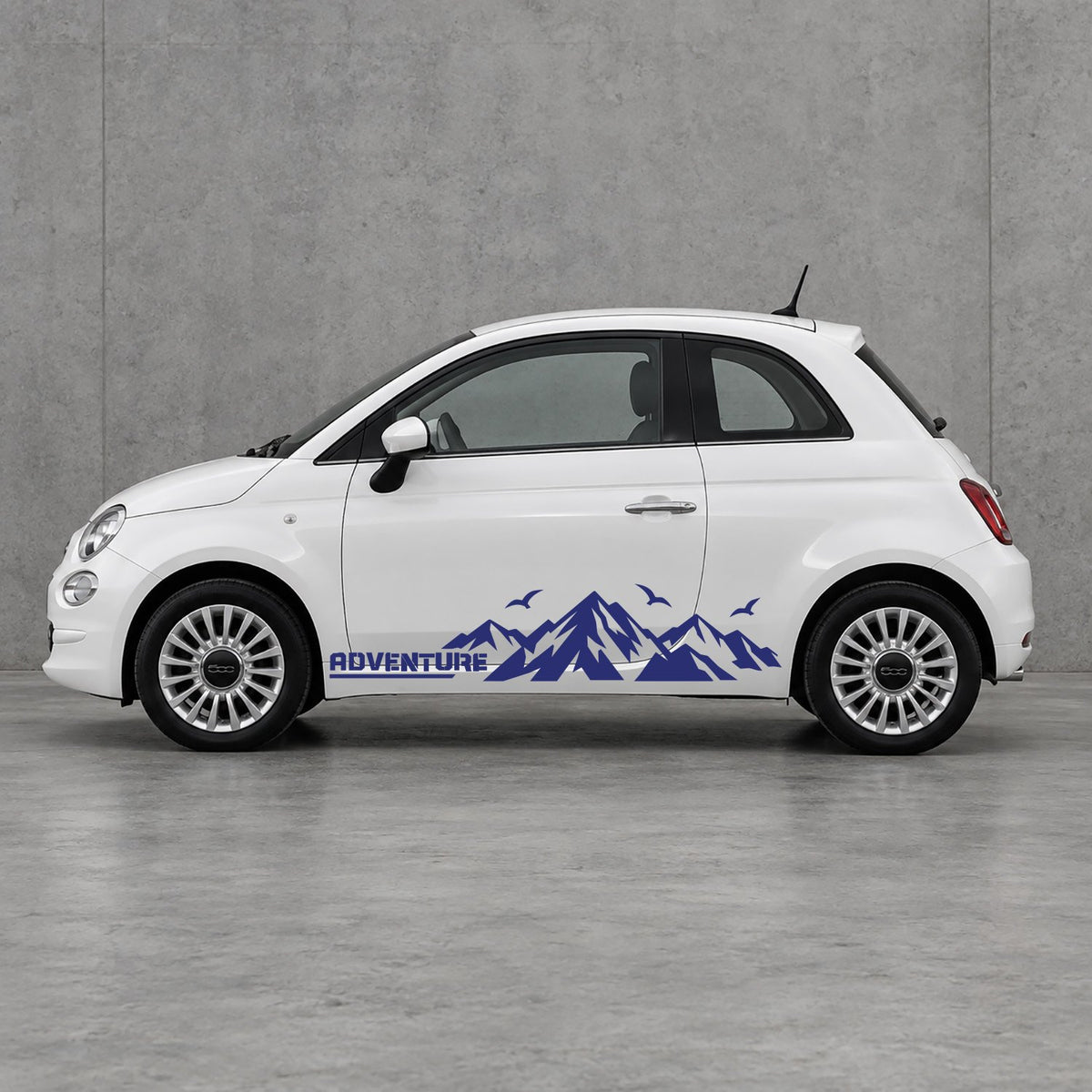 Fiat 500 Mountain Adventure Side Graphics Kit - Pair Supplied in Navy Blue