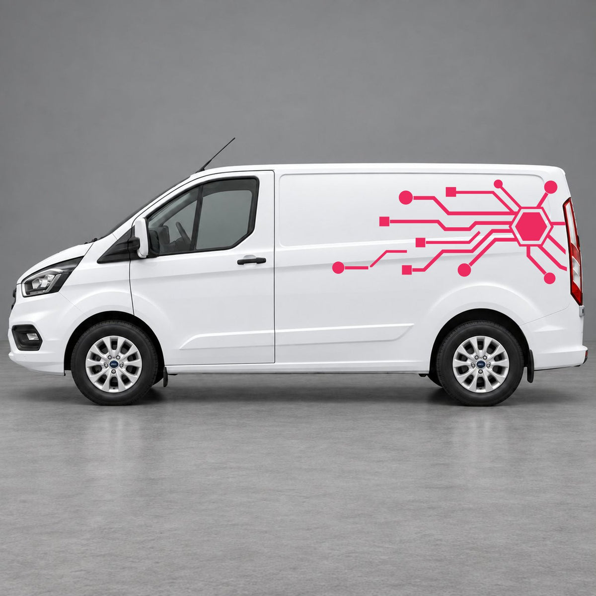 Ford Transit Custom Circuit Board Side Graphics in Pink