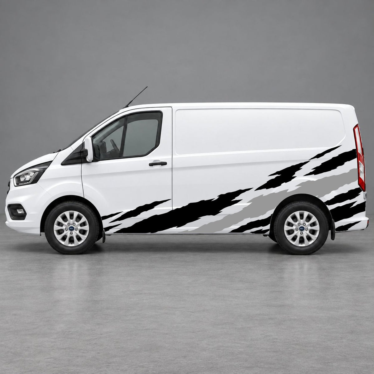 Ford Transit Custom Claw Scratch Side Graphics in Black & Grey