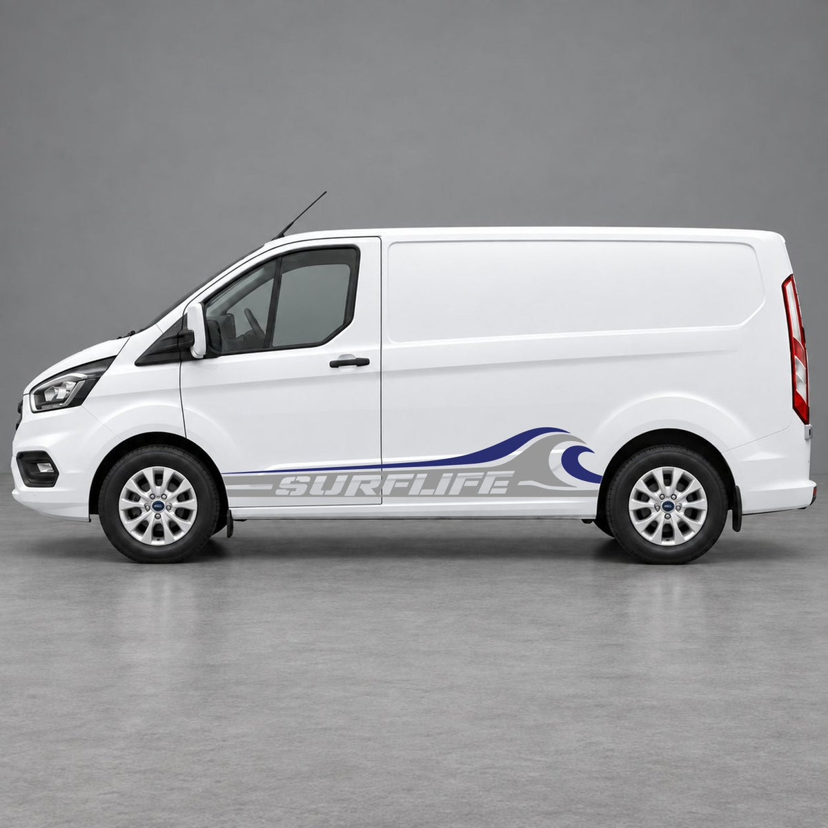 Ford Transit Custom Surflife Wave Side Stripes in Grey & Navy Blue