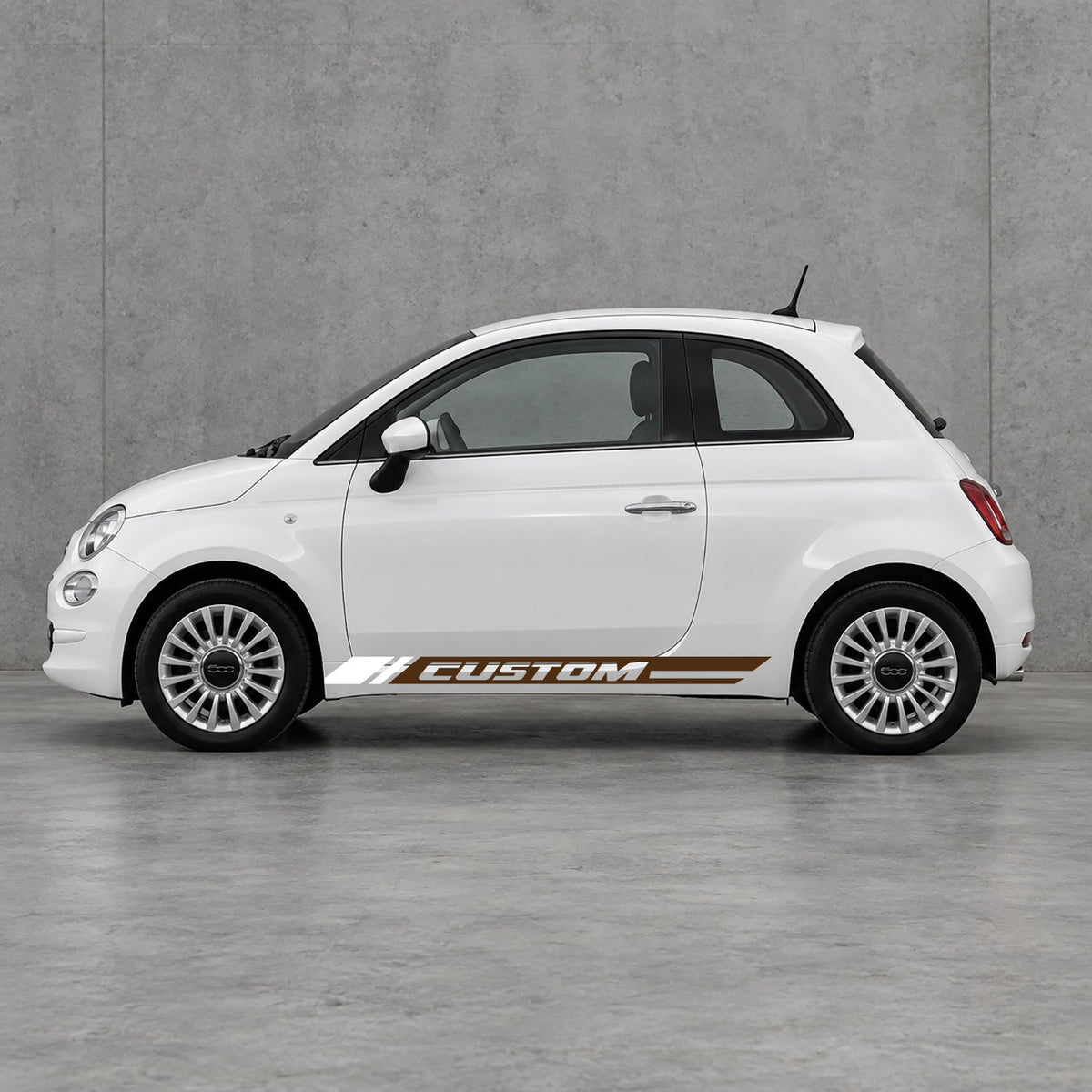 Fiat 500 Custom Lower Side Stripes Kit - Pair Supplied in Brown & White