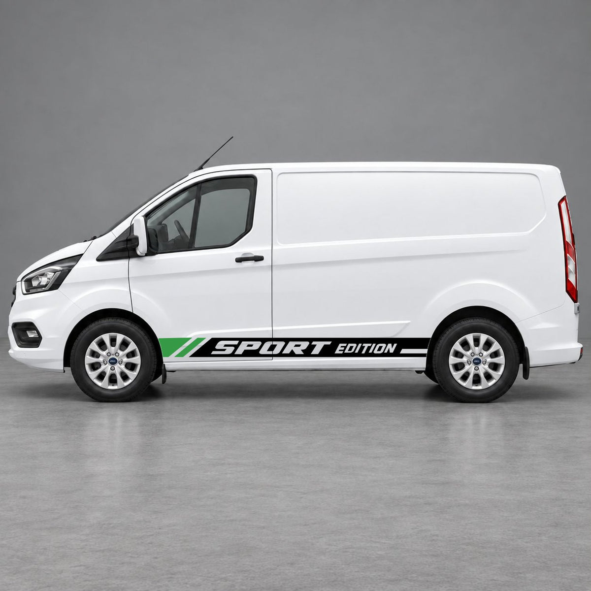 Ford Transit Custom Sport Edition Lower Side Graphics in Black & Green