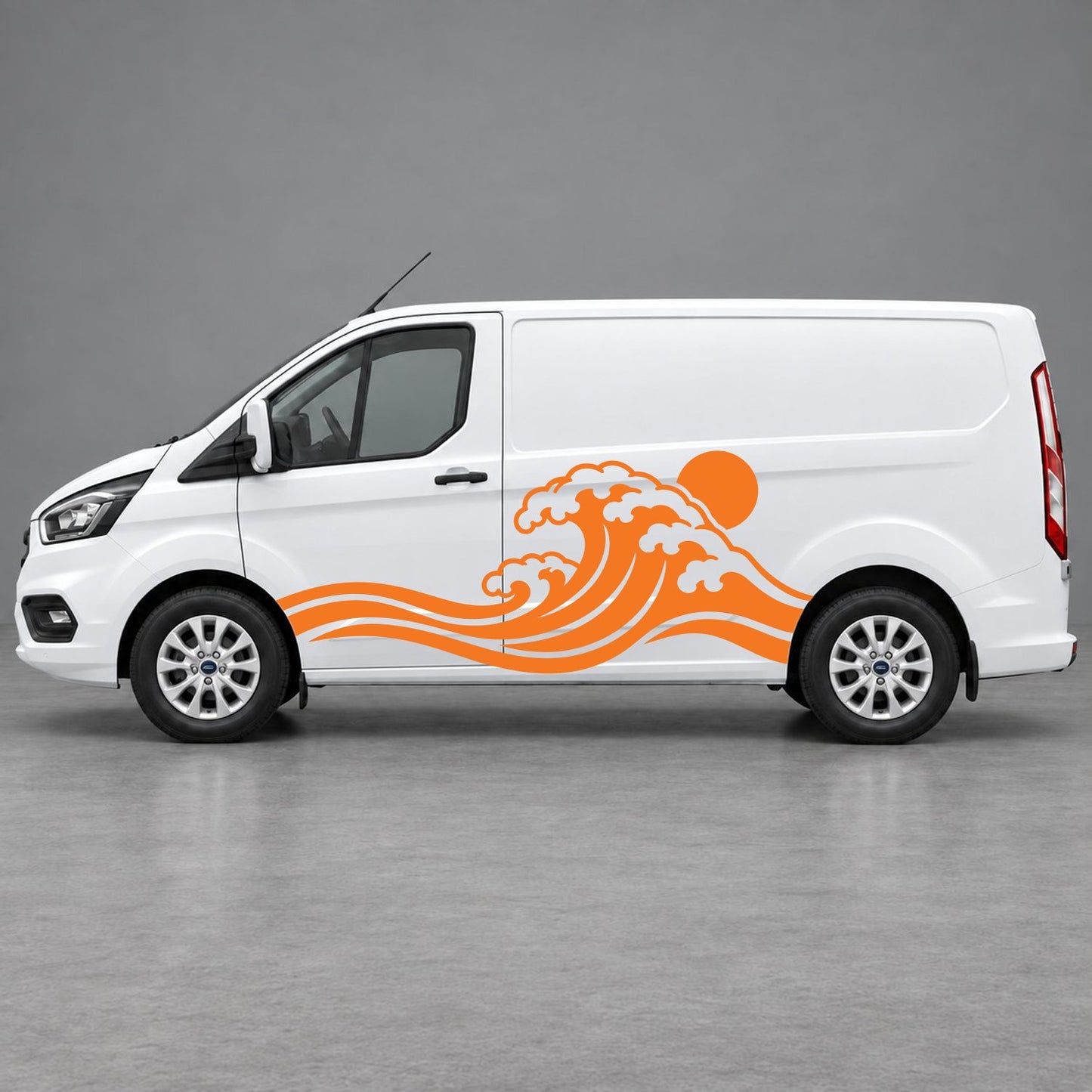 Ford Transit Custom Ocean Wave & Sunset Side Graphics in Orange