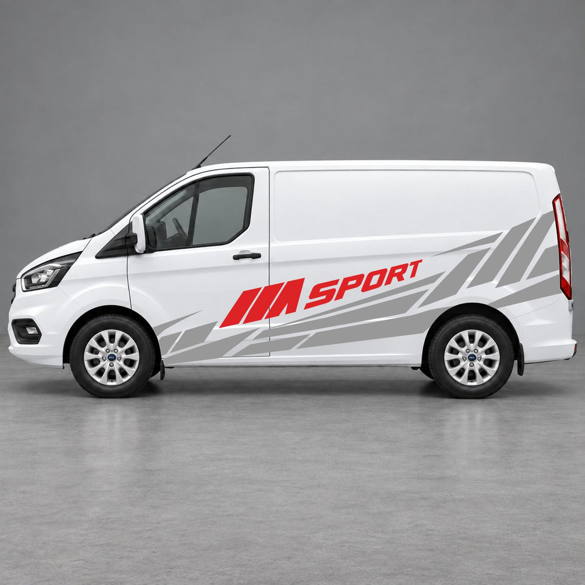 Ford Transit Custom M Sport Racing Side Graphics in Grey & Red
