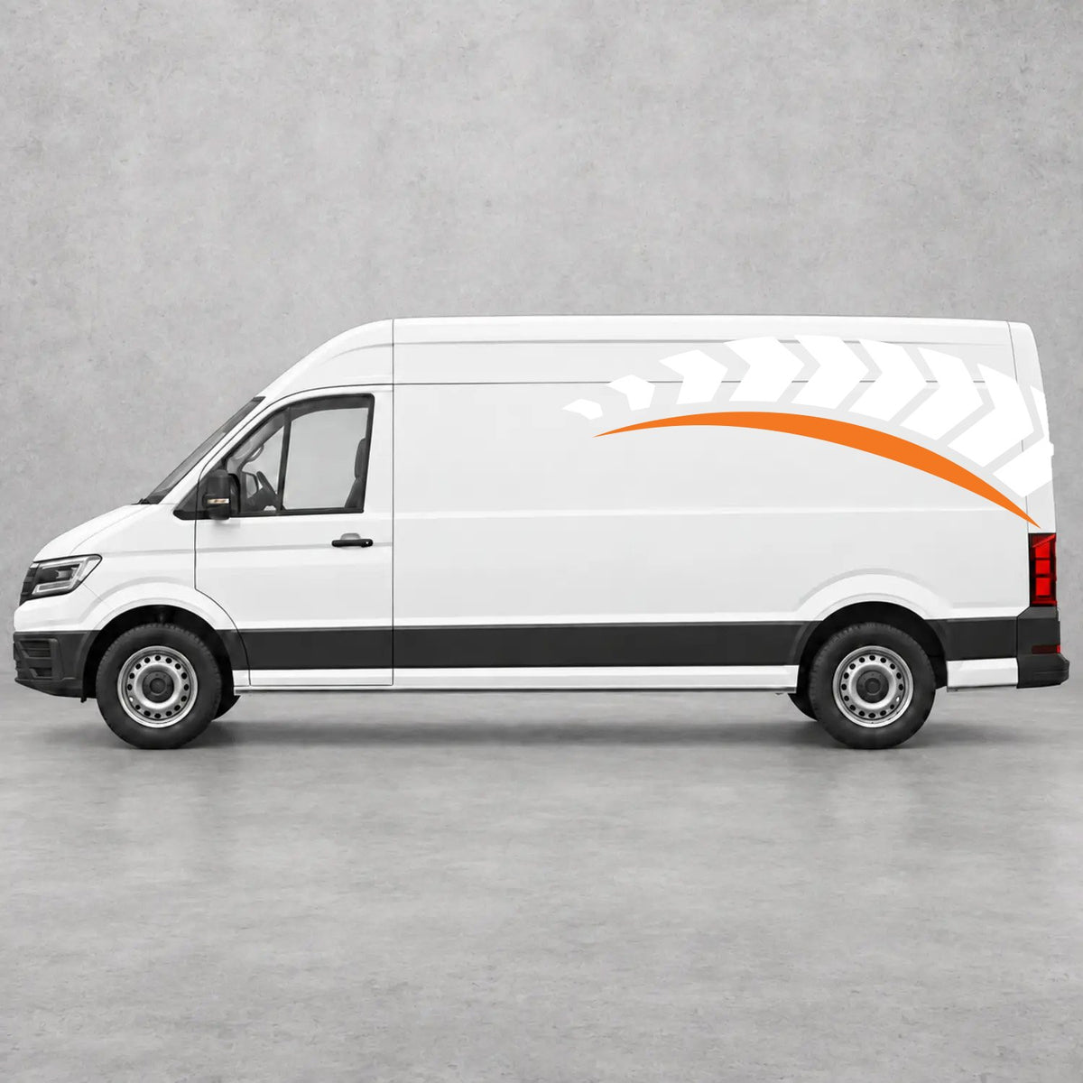 VW Crafter Chevron Track Side Graphics in White & Orange