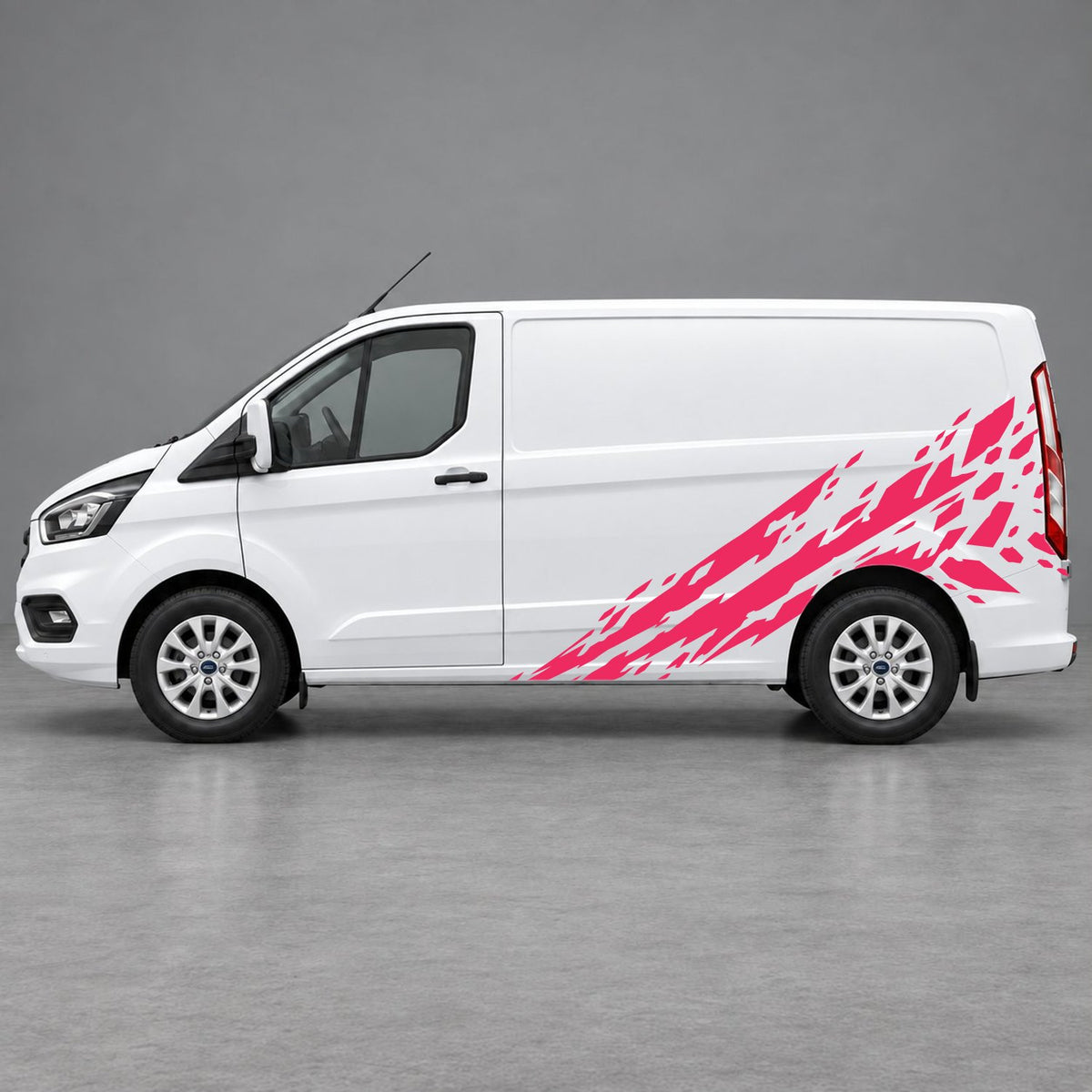 Ford Transit Custom Diagonal Brush-Stroke Side Graphics in Pink