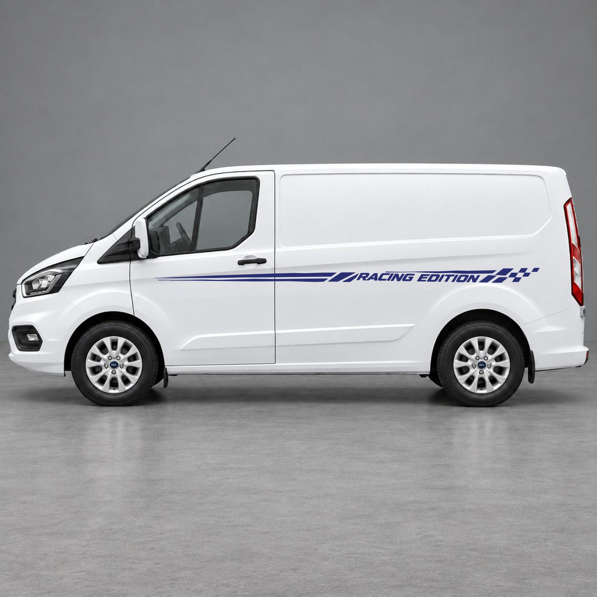 Ford Transit Custom Racing Edition Side Stripes in Navy Blue