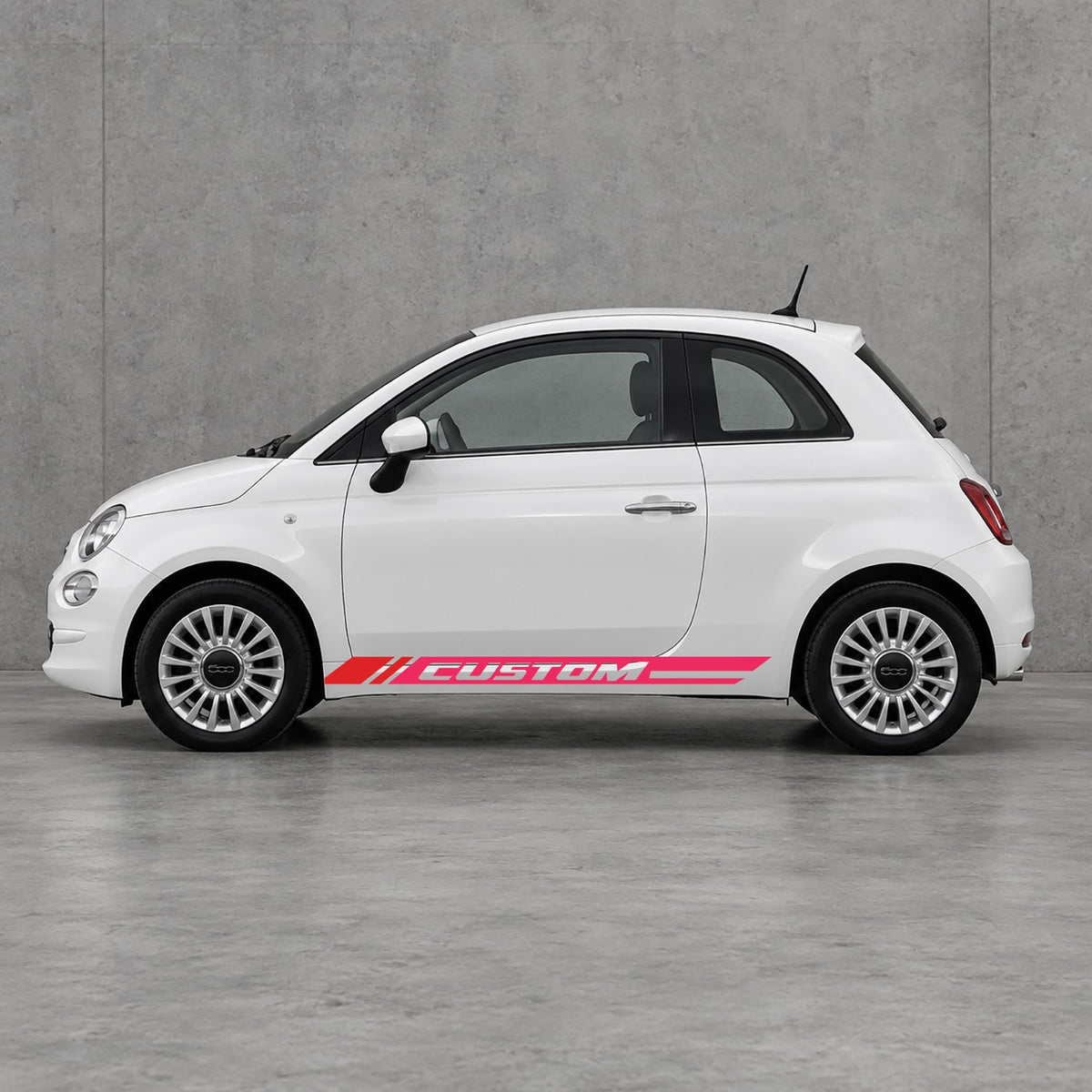 Fiat 500 Custom Lower Side Stripes Kit - Pair Supplied in Pink & Red