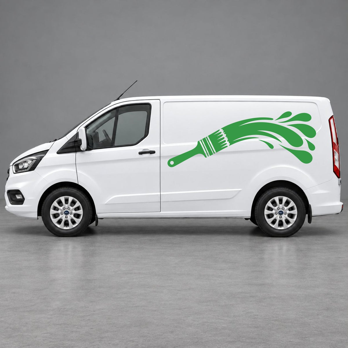 Ford Transit Custom Paintbrush Swoosh Side Graphics in Green & Green