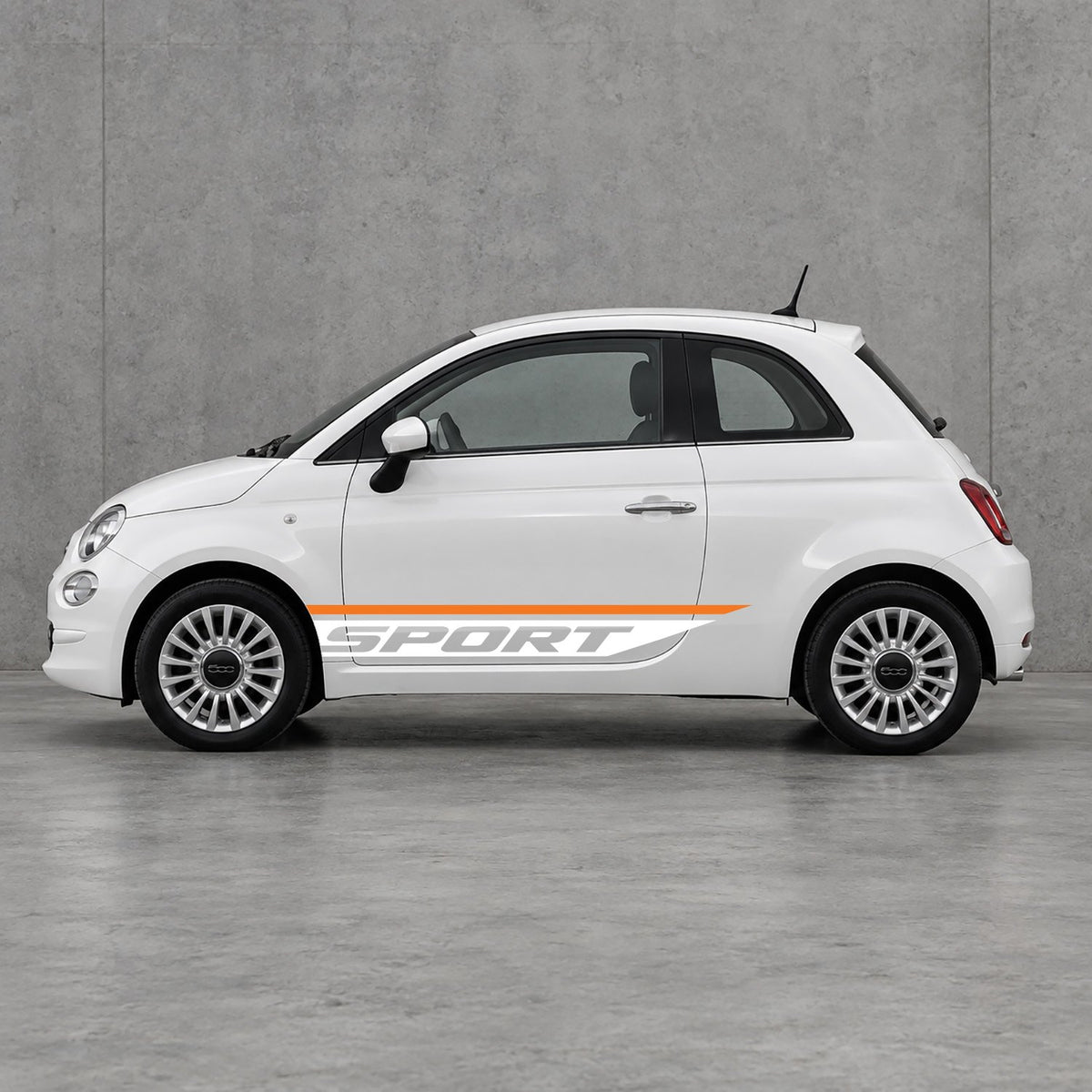 Fiat 500 Sport Lower Side Stripes Kit - Pair Supplied in Orange & White