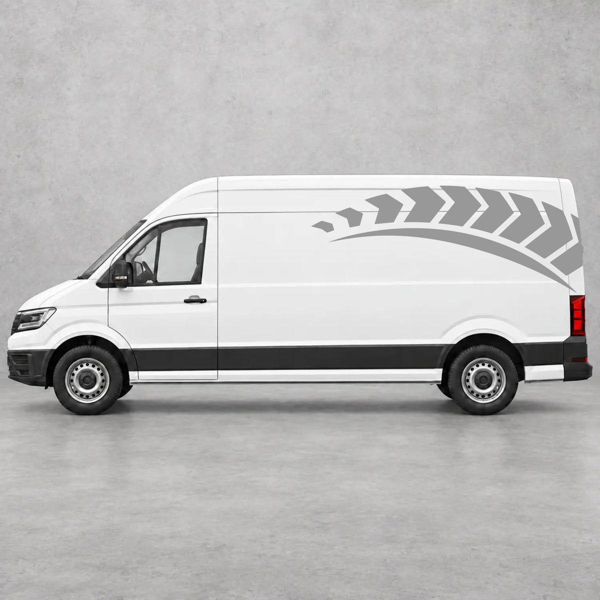 VW Crafter Chevron Track Side Graphics in Grey & Grey