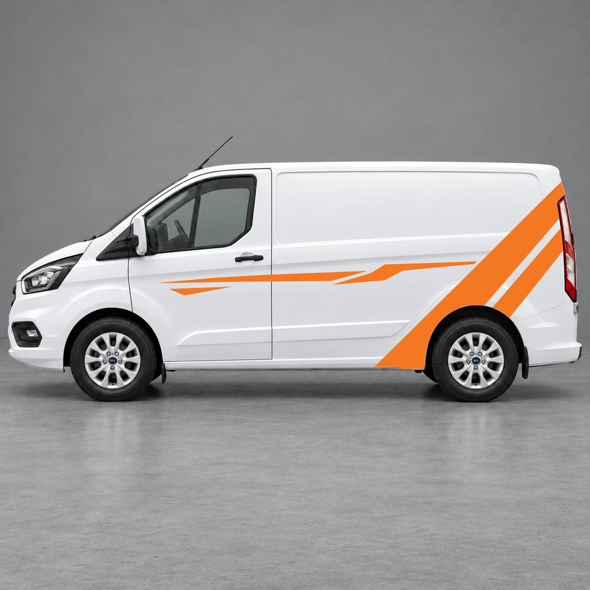 Ford Transit Custom Bold Rear Diagonal Side Stripes in Orange & Orange