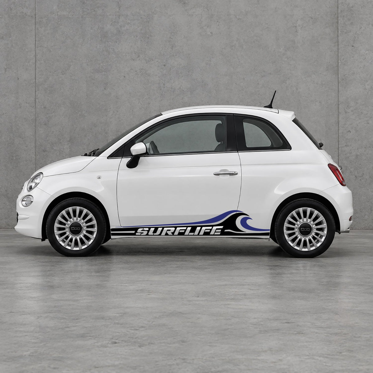 Fiat 500 Surf Life Side Stripes Kit - Pair Supplied in Black & Navy Blue