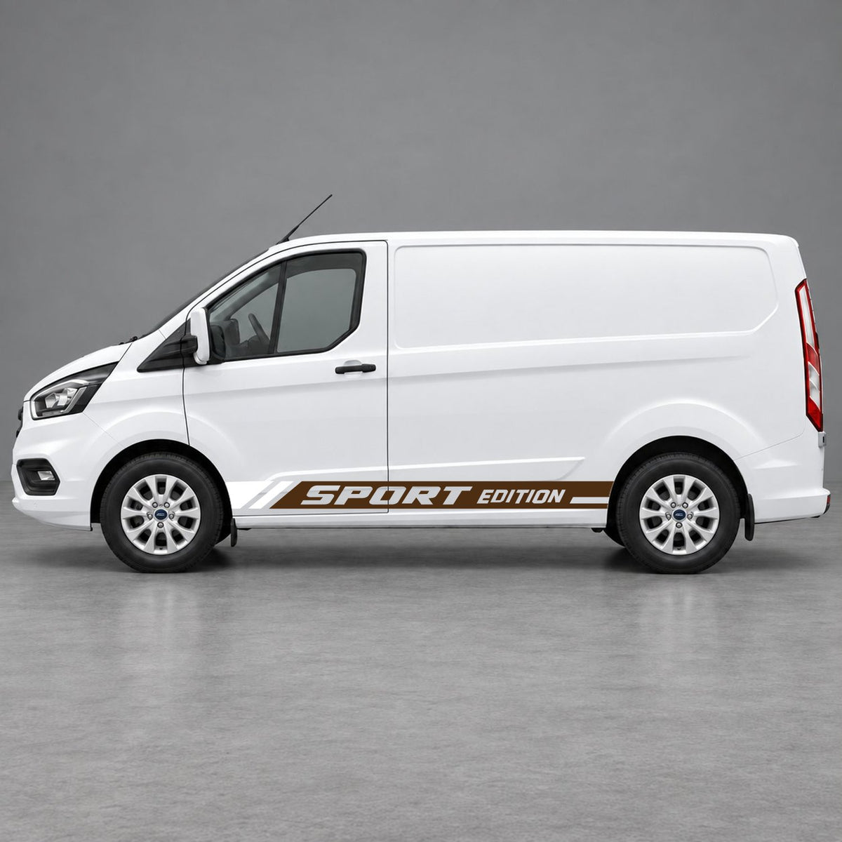 Ford Transit Custom Sport Edition Lower Side Graphics in Brown & White