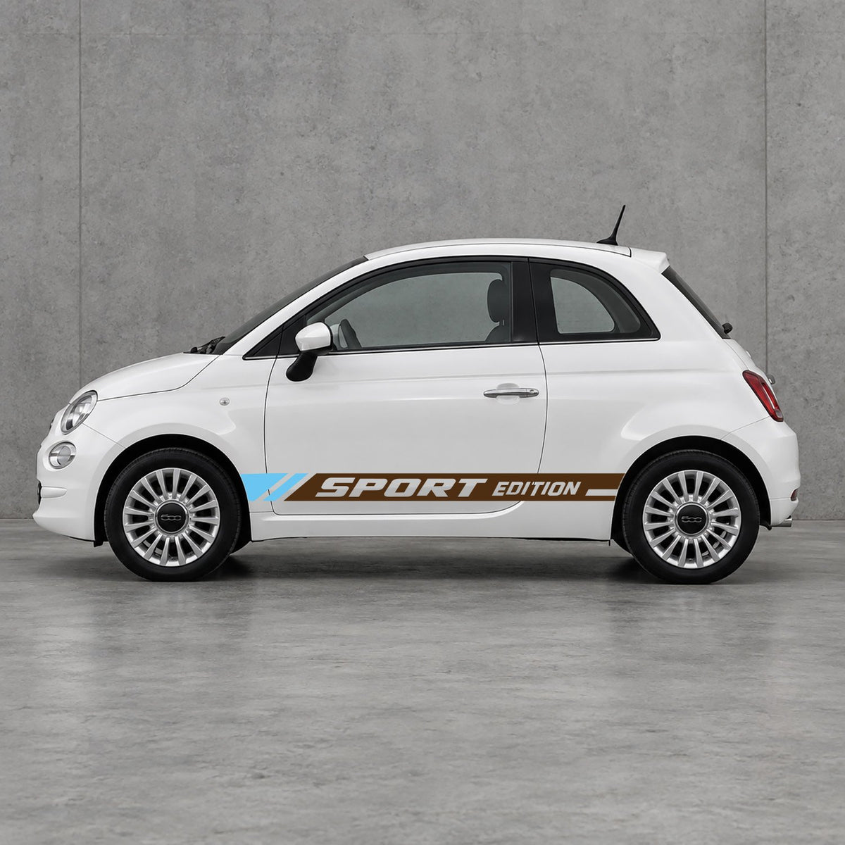 Fiat 500 Sport Edition Side Stripes Kit - Pair Supplied in Brown & Light Blue