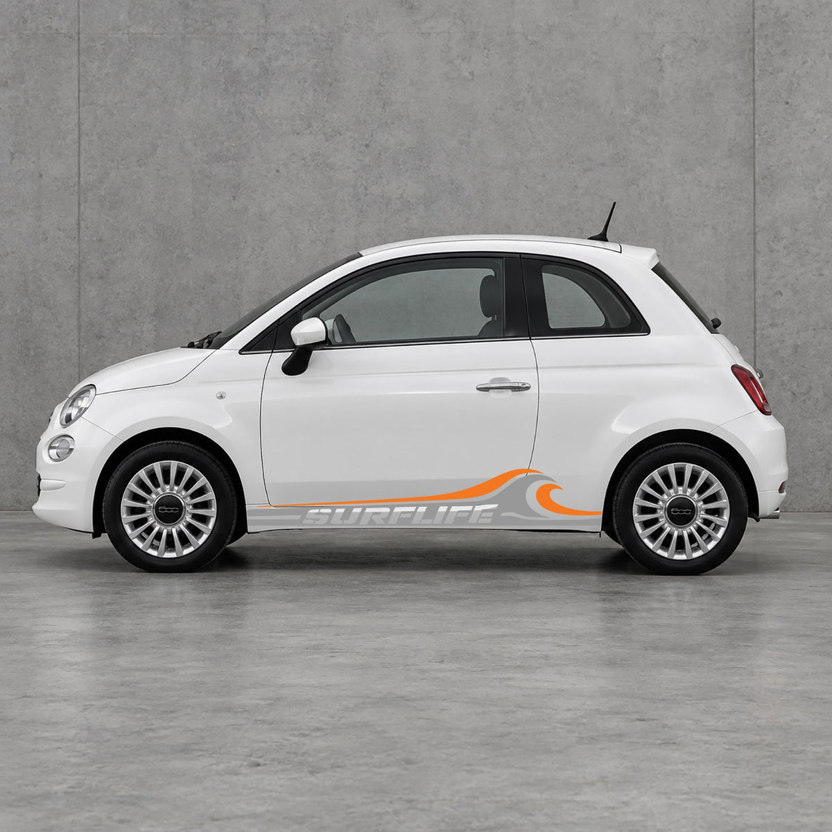 Fiat 500 Surf Life Side Stripes Kit - Pair Supplied in Grey & Orange