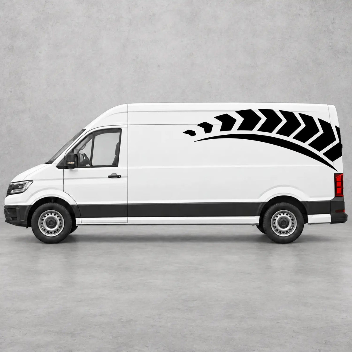 VW Crafter Chevron Track Side Graphics in Black & Black