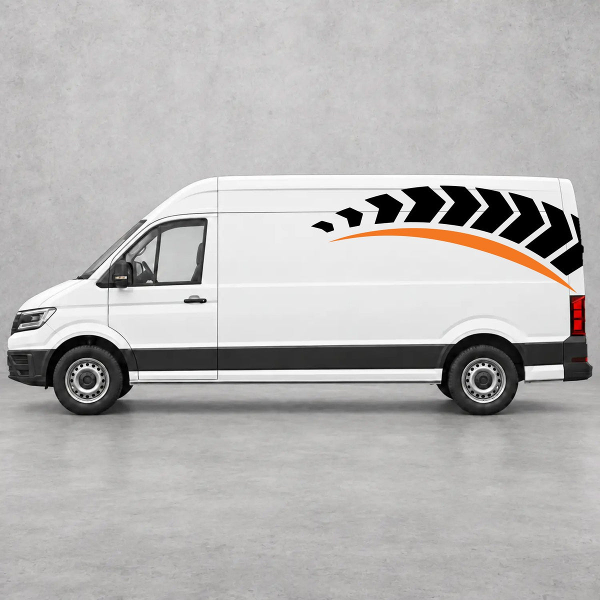 VW Crafter Chevron Track Side Graphics in Black & Orange