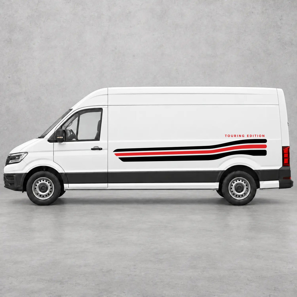 VW Crafter Touring Edition Side Stripes in Black & Red