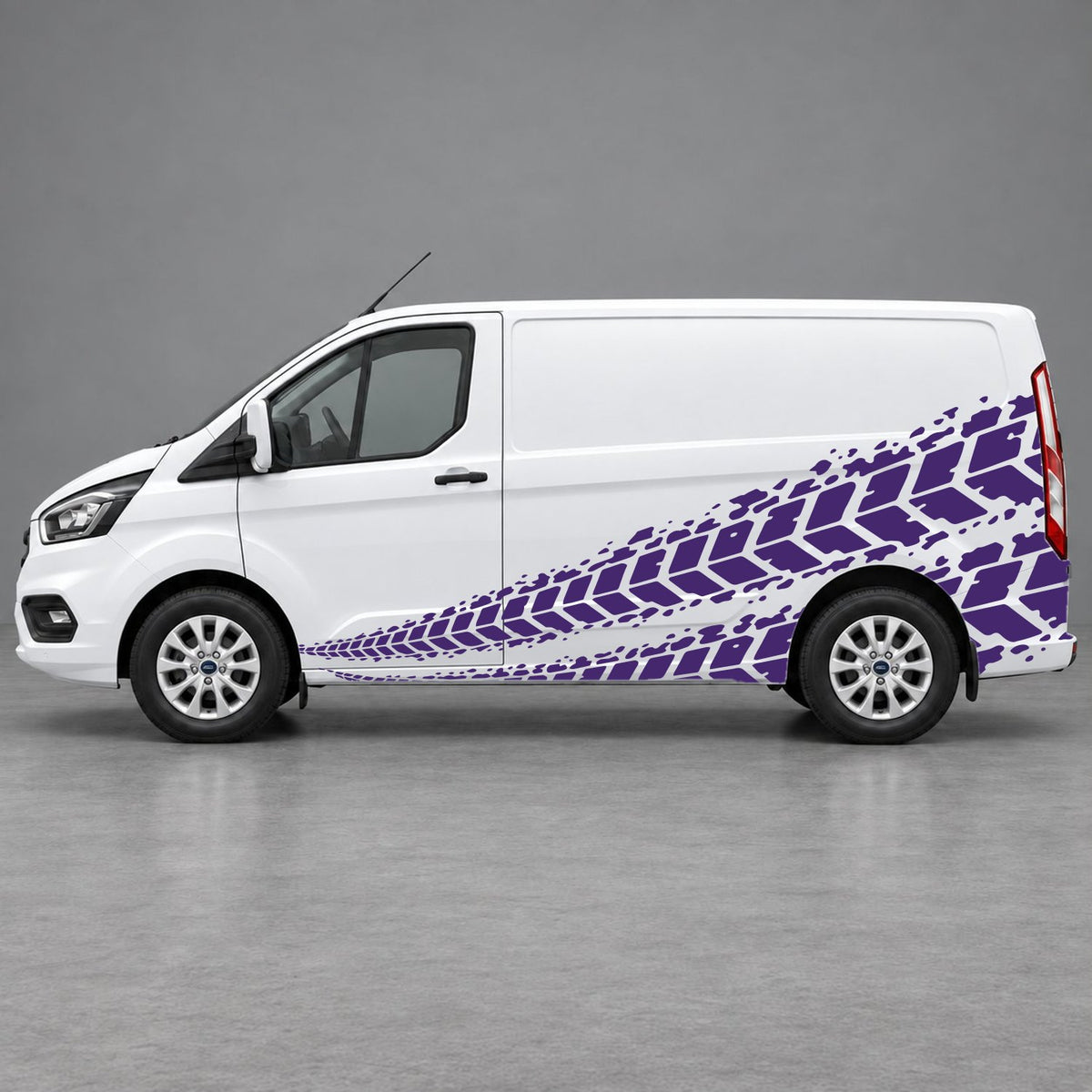Ford Transit Custom Tyre Tread Side Graphics in Purple