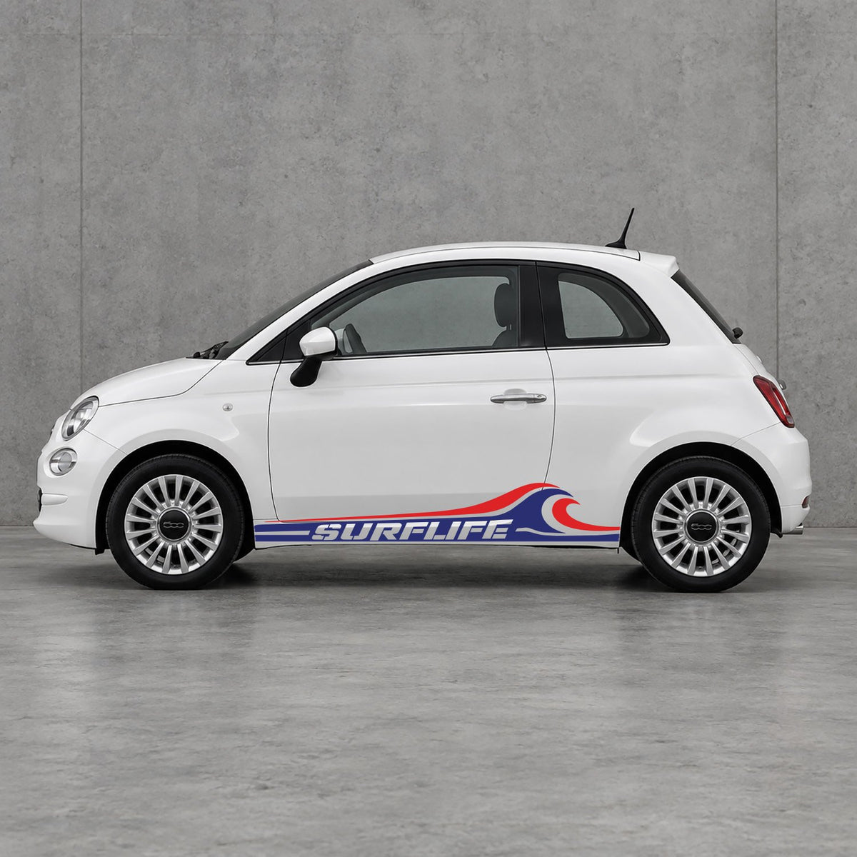 Fiat 500 Surf Life Side Stripes Kit - Pair Supplied in Navy Blue & Red