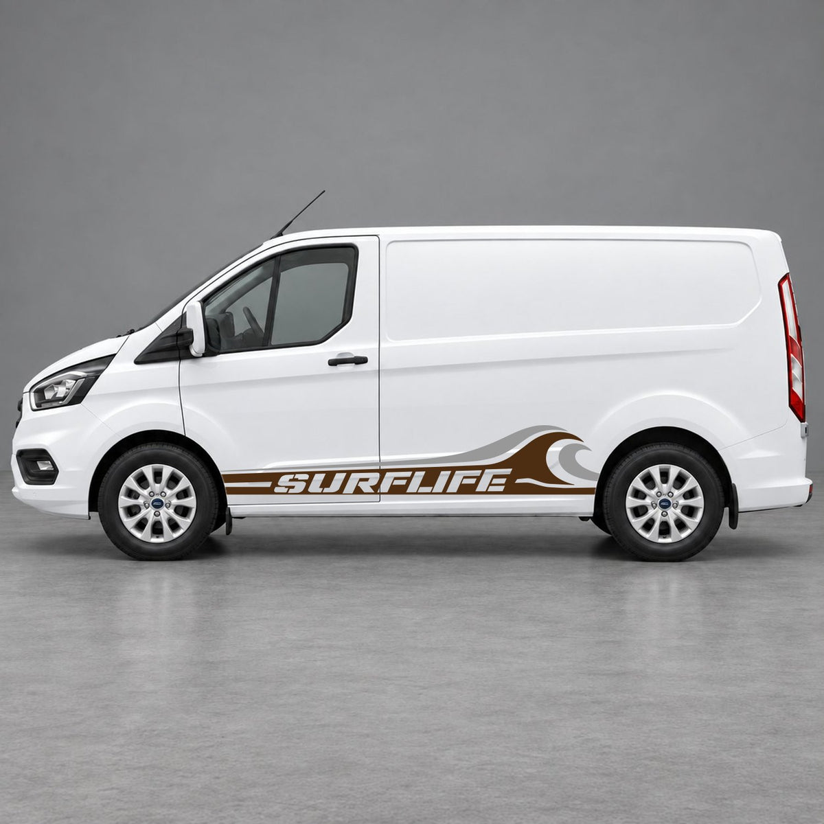 Ford Transit Custom Surflife Wave Side Stripes in Brown & Grey