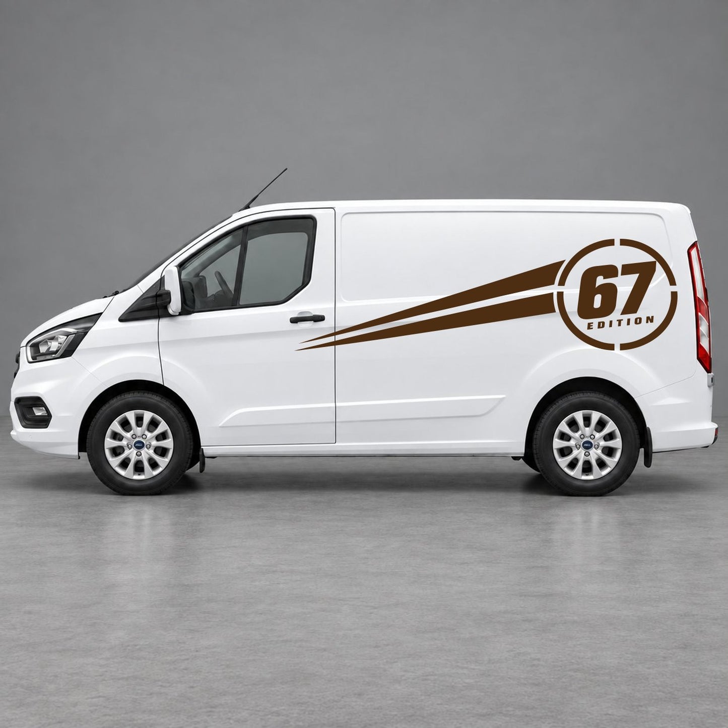 Ford Transit Custom Personalised Number Edition Side Stripes in Brown & Brown