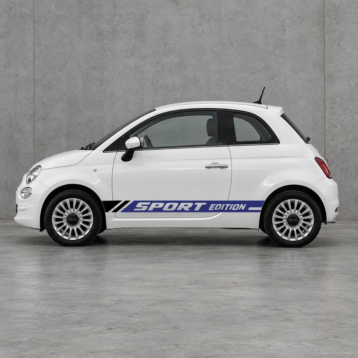 Fiat 500 Sport Edition Side Stripes Kit - Pair Supplied in Navy Blue & Black
