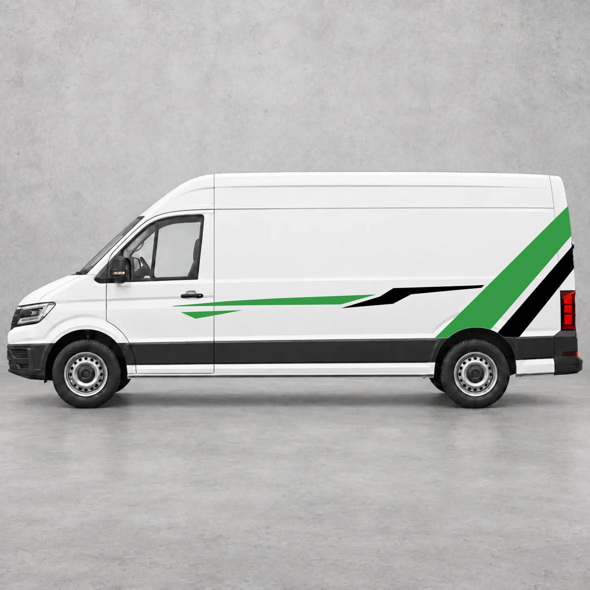 VW Crafter Bold Rear Diagonal Side Stripes in Green & Black