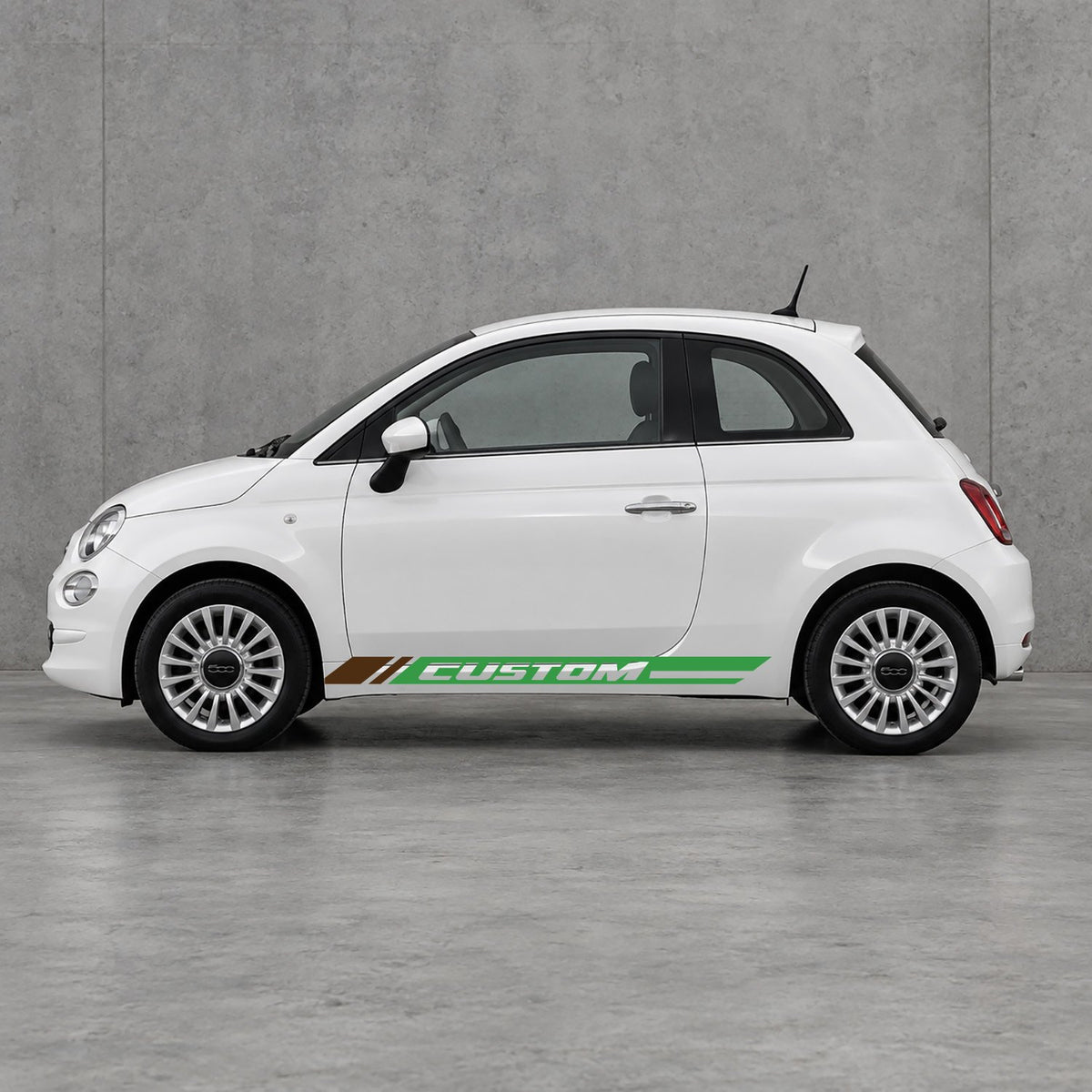 Fiat 500 Custom Lower Side Stripes Kit - Pair Supplied in Green & Brown