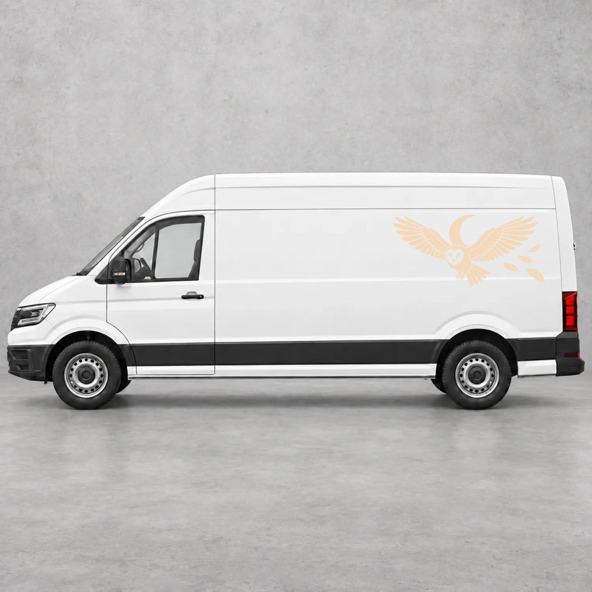 VW Crafter Flying Owl Side Graphics in Beige