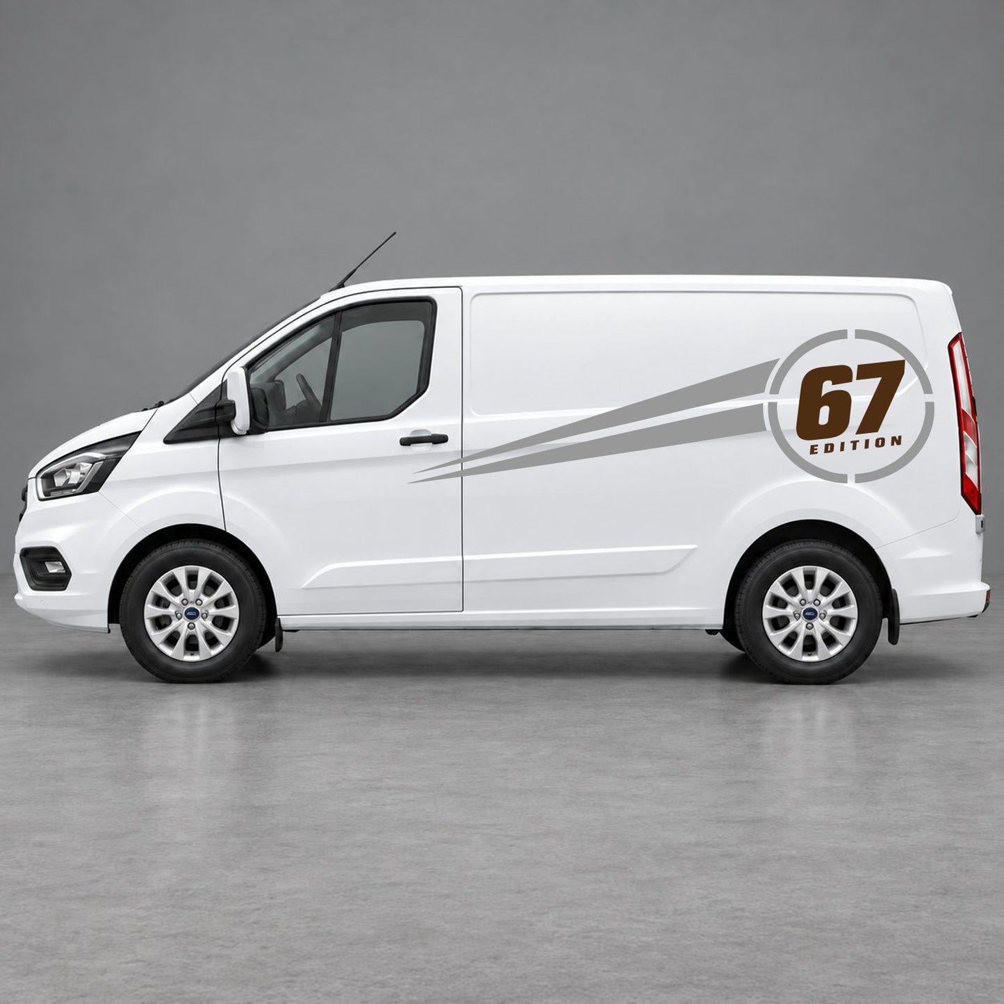 Ford Transit Custom Personalised Number Edition Side Stripes in Grey & Brown