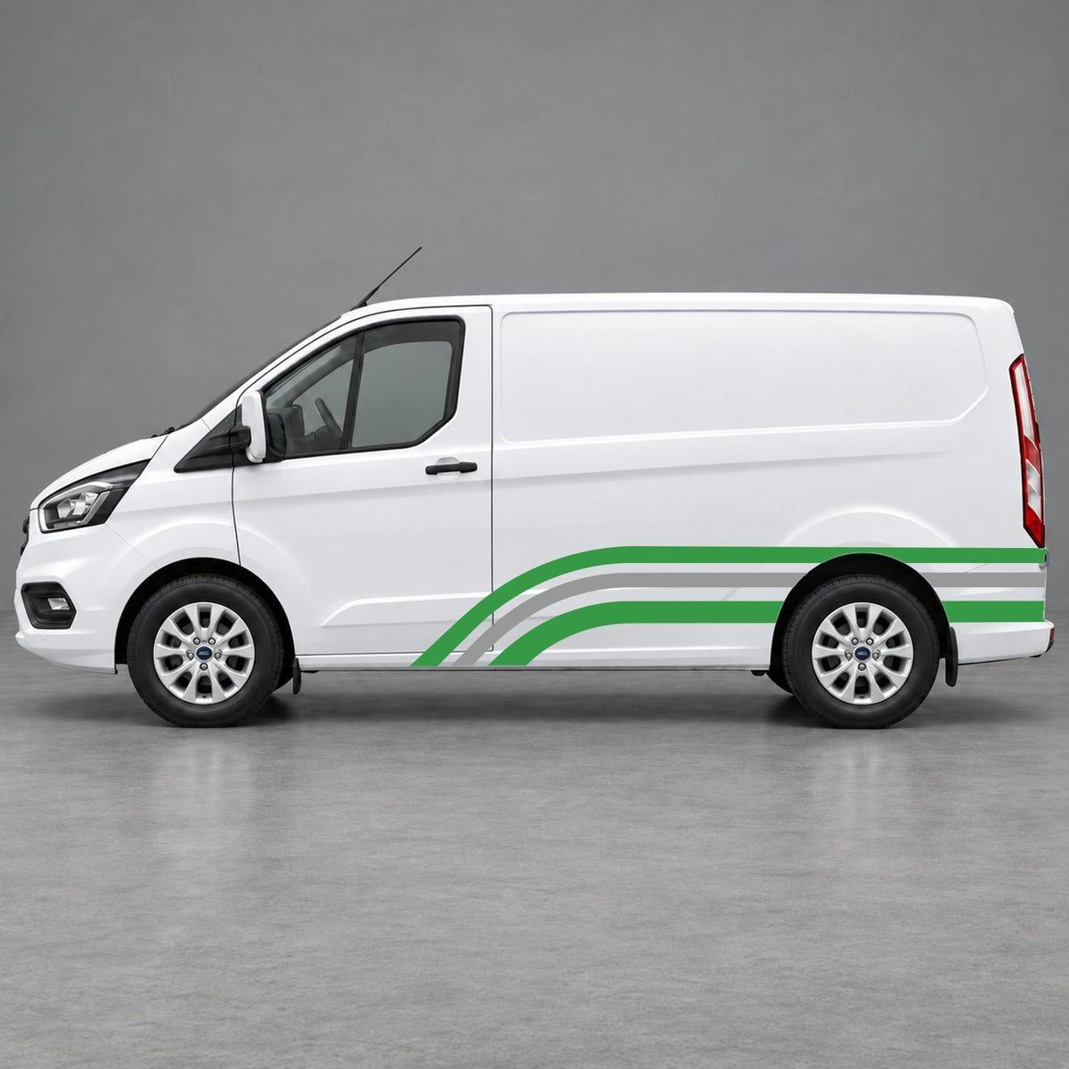 Ford Transit Custom Retro Triple-Arch Side Stripes in Green & Grey