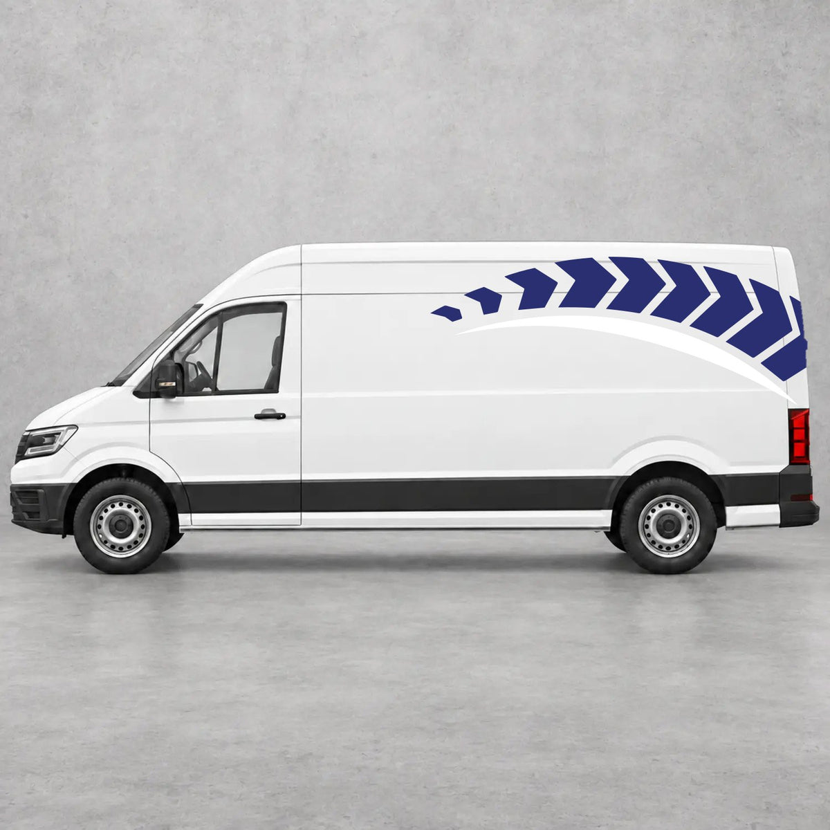 VW Crafter Chevron Track Side Graphics in Navy Blue & White