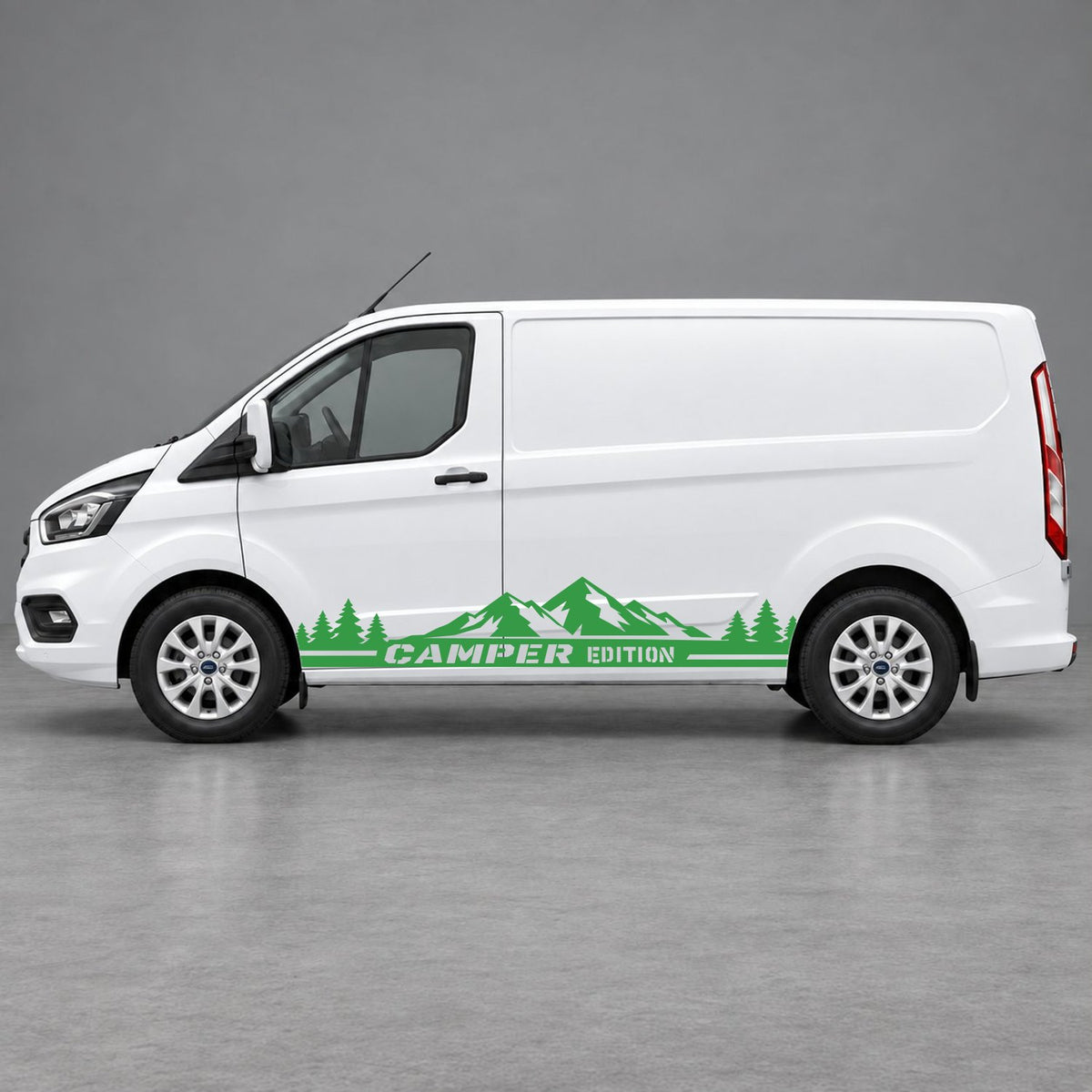 Ford Transit Custom Camper Edition Forest Side Stripes in Green