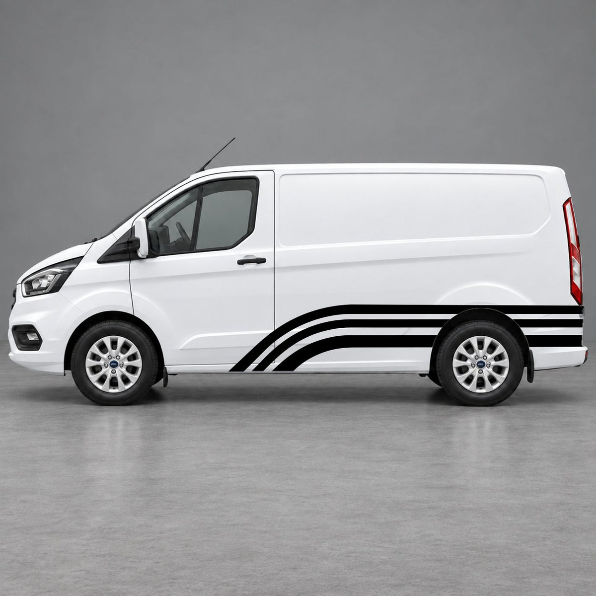 Ford Transit Custom Retro Triple-Arch Side Stripes in Black & Black