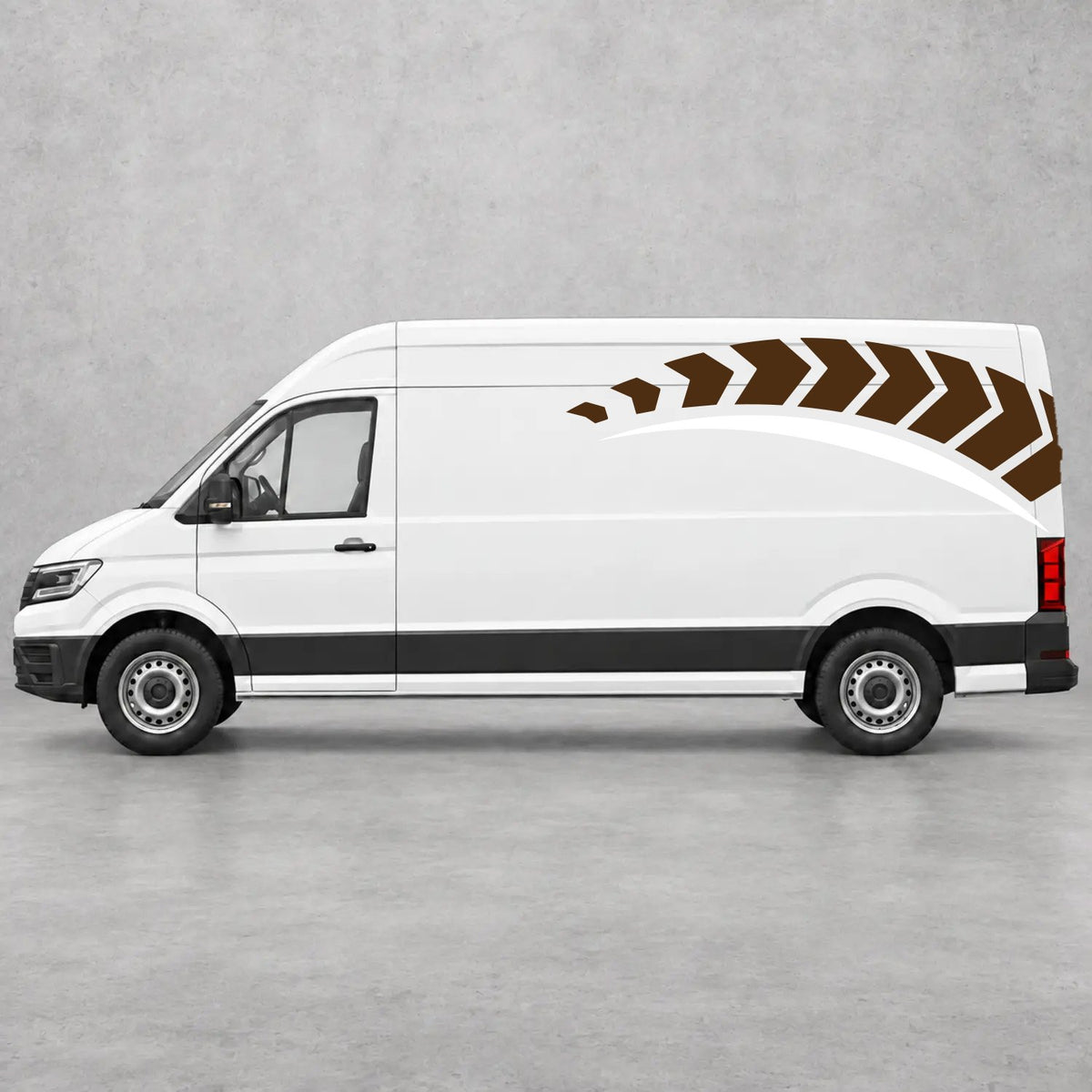 VW Crafter Chevron Track Side Graphics in Brown & White