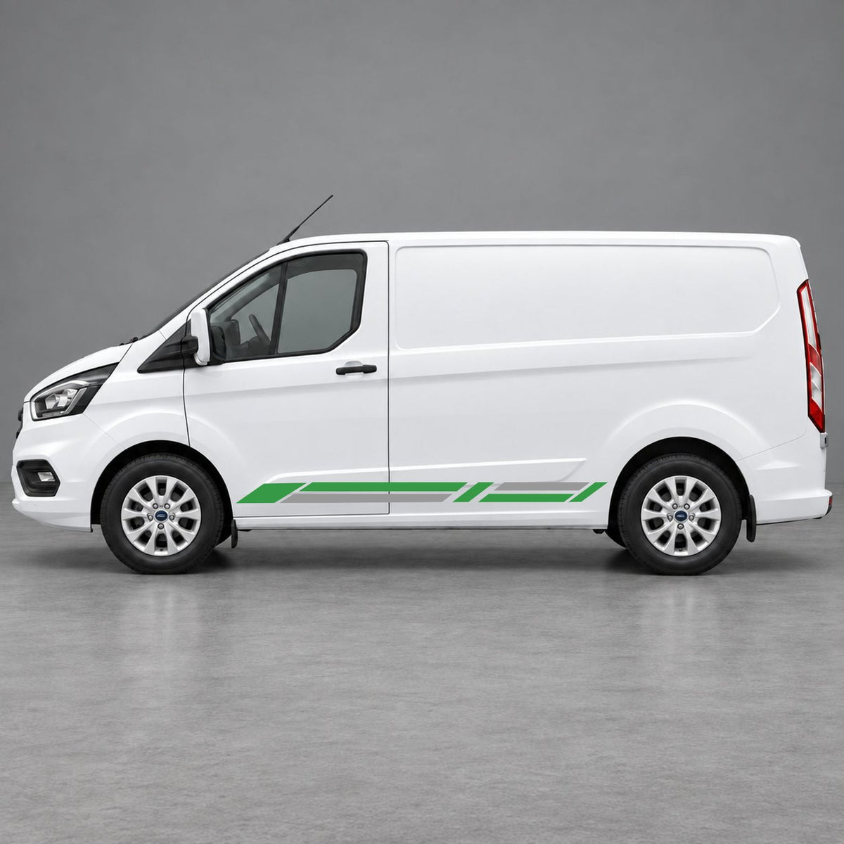 Ford Transit Custom Geometric Lower Side Stripes in Green & Grey