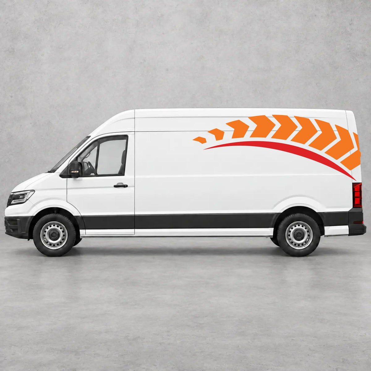 VW Crafter Chevron Track Side Graphics in Orange & Red