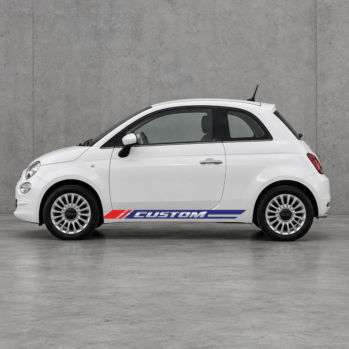 Fiat 500 Custom Lower Side Stripes Kit - Pair Supplied in Navy Blue & Red
