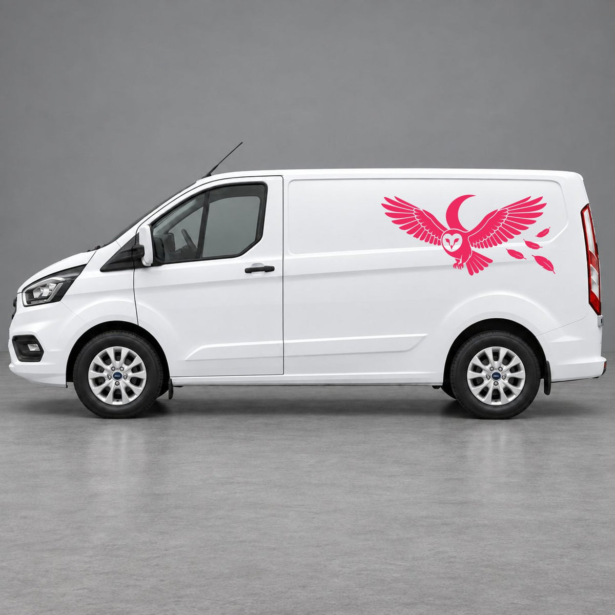 Ford Transit Custom Flying Eagle Side Graphics in Pink
