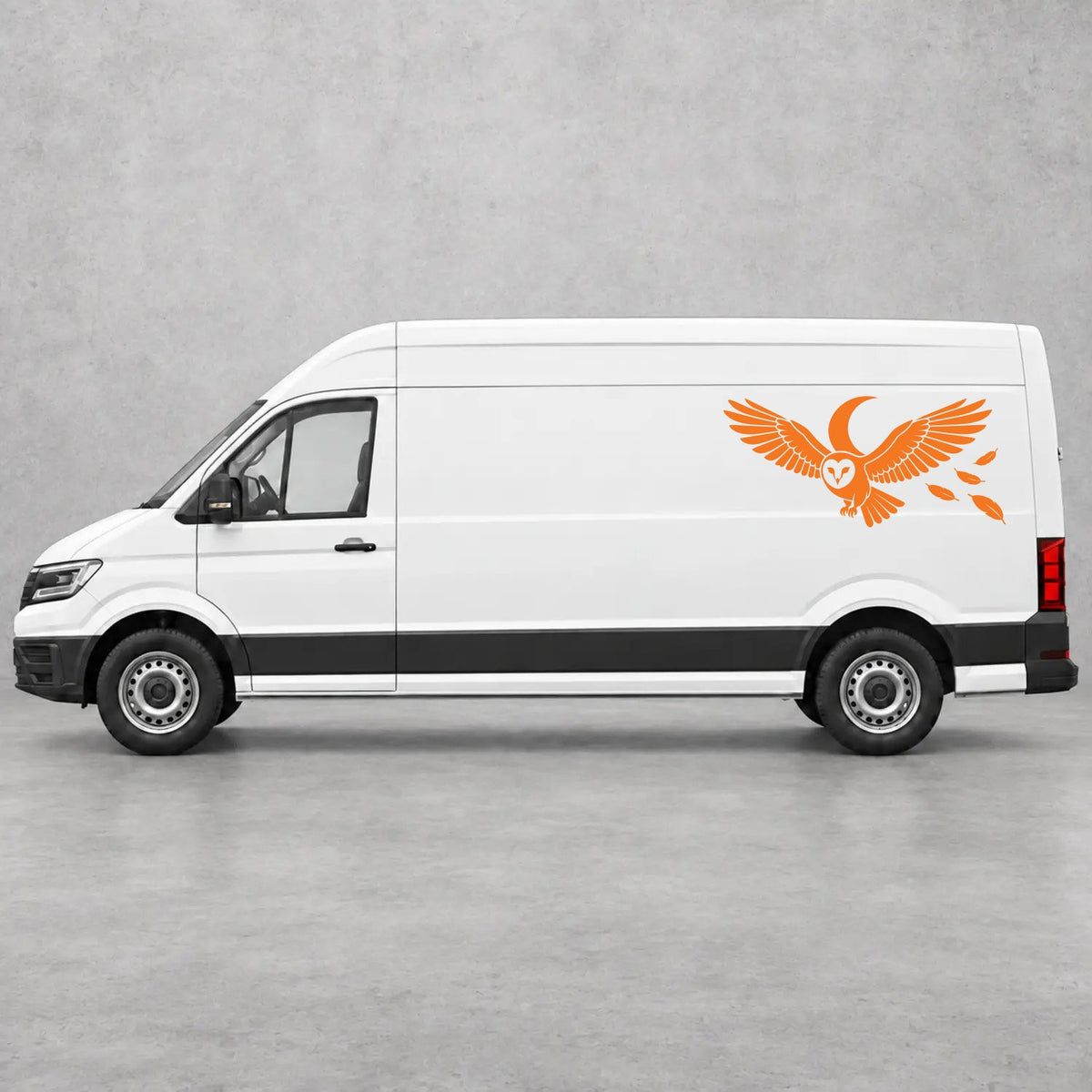 VW Crafter Flying Owl Side Graphics in Orange