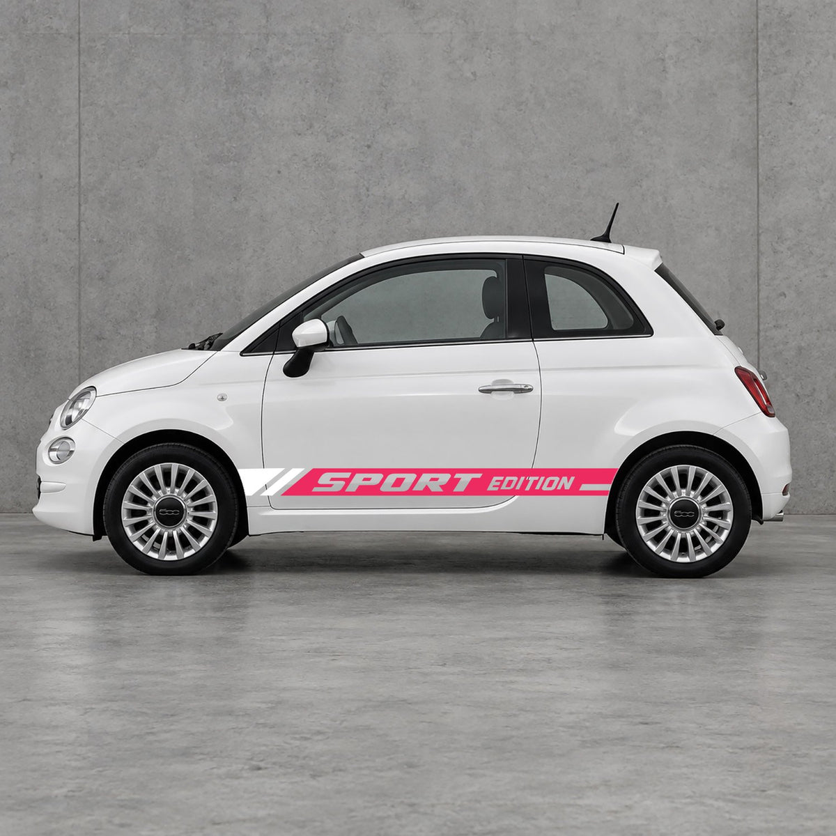 Fiat 500 Sport Edition Side Stripes Kit - Pair Supplied in Pink & White