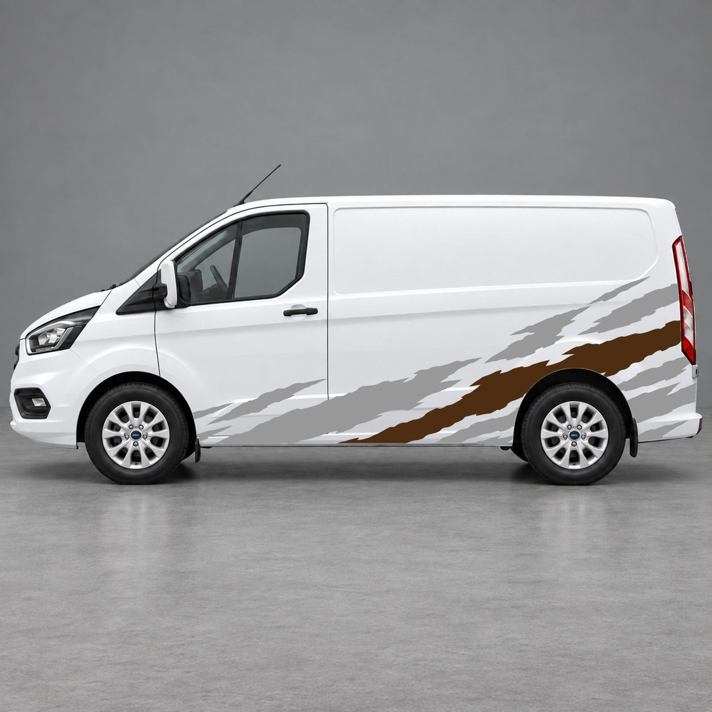 Ford Transit Custom Claw Scratch Side Graphics in Grey & Brown