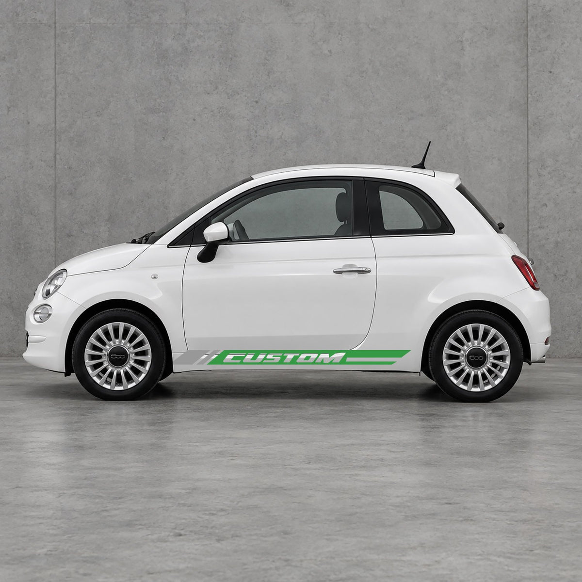 Fiat 500 Custom Lower Side Stripes Kit - Pair Supplied in Green & Grey