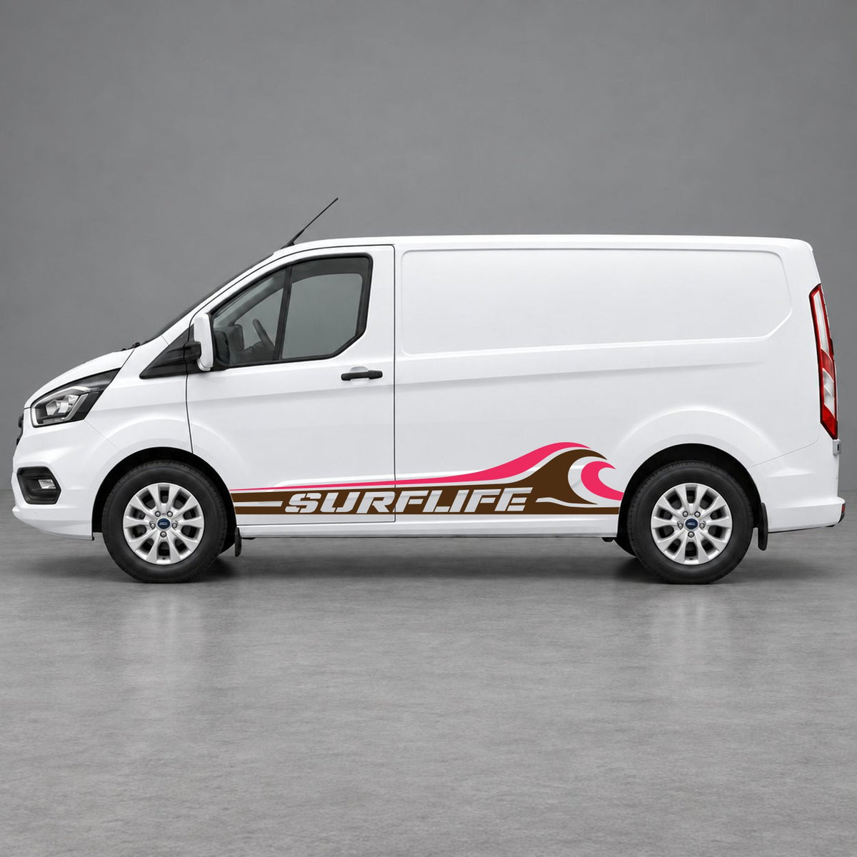 Ford Transit Custom Surflife Wave Side Stripes in Brown & Pink